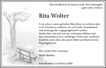 Traueranzeige von Rita Wolter von Märkischen Allgemeine Zeitung