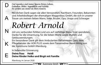 Traueranzeige von Robert Arnold von Leipziger Volkszeitung