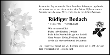 Traueranzeige von Rüdiger Bodach von Ostsee-Zeitung GmbH