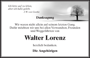 Traueranzeige von Walter Lorenz von Märkischen Allgemeine Zeitung
