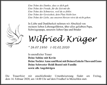 Traueranzeige von Wilfried Krüger