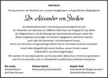 Traueranzeige von Alexander von Stechow von Märkischen Allgemeine Zeitung
