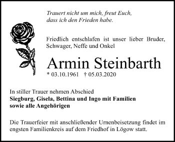 Traueranzeige von Armin Steinbarth