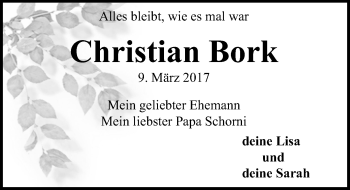 Traueranzeige von Christian Bork von Göttinger Tageblatt
