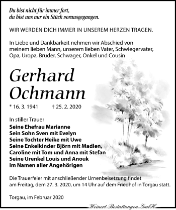 Traueranzeige von Gerhard Ochmann von Torgauer Zeitung