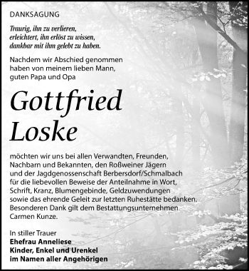 Traueranzeige von Gottfried Loske von Leipziger Volkszeitung