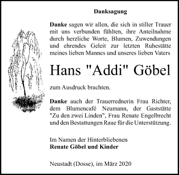 Traueranzeige von Hans Göbel