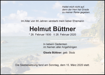 Traueranzeige von Helmut Büttner von Lübecker Nachrichten