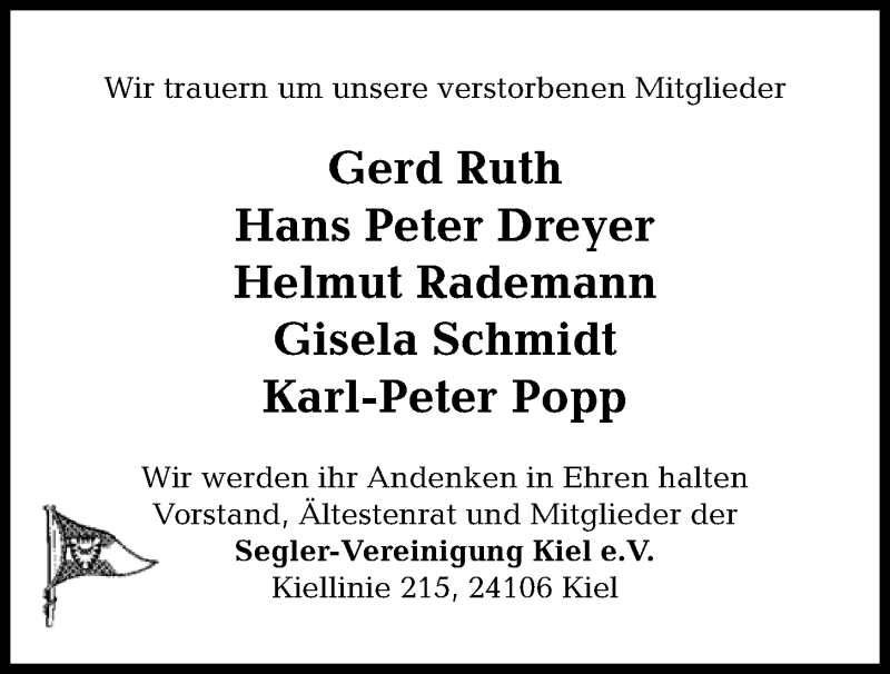  Traueranzeige für Helmut Rademann vom 21.03.2020 aus Kieler Nachrichten