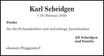 Traueranzeige von Karl Scheidgen von Kieler Nachrichten