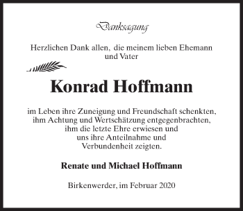 Traueranzeige von Konrad Hoffmann von Märkischen Allgemeine Zeitung