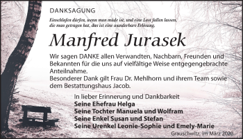 Traueranzeige von Manfred Jurasek von Leipziger Volkszeitung