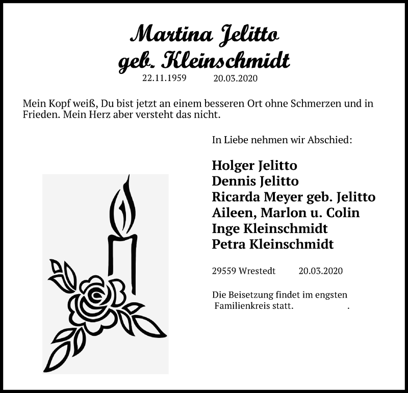  Traueranzeige für Martina Jelitto vom 24.03.2020 aus Göttinger Tageblatt