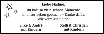 Traueranzeige von Nadine  von Eichsfelder Tageblatt