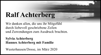 Traueranzeige von Ralf Achterberg von Märkischen Allgemeine Zeitung