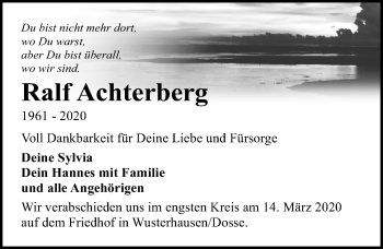 Traueranzeige von Ralf Achterberg