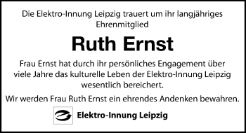 Traueranzeige von Ruth Ernst von Leipziger Volkszeitung