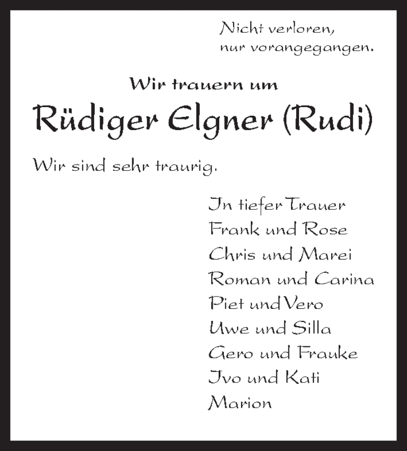  Traueranzeige für Rüdiger Elgner vom 25.03.2020 aus Aller Zeitung