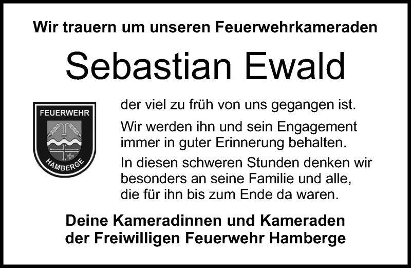  Traueranzeige für Sebastian Ewald vom 10.03.2020 aus Lübecker Nachrichten