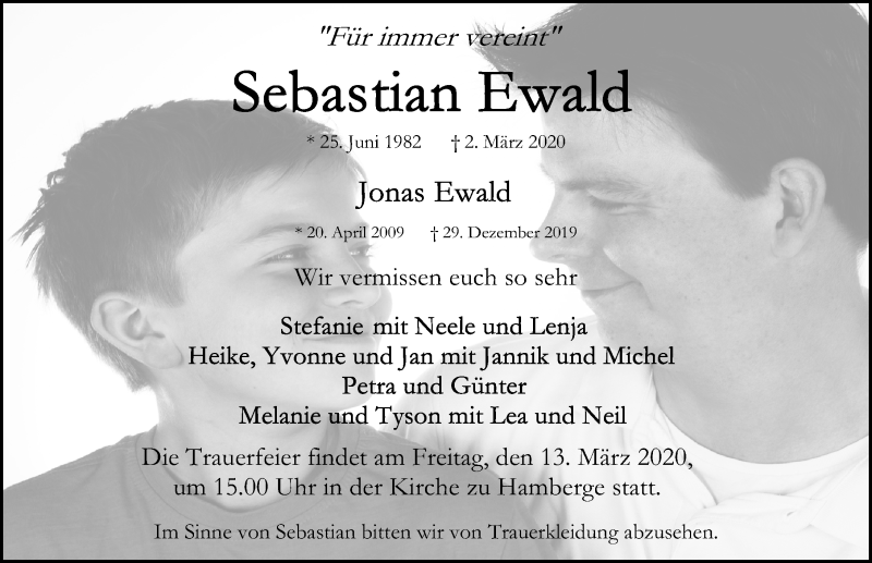  Traueranzeige für Sebastian Ewald vom 08.03.2020 aus Lübecker Nachrichten