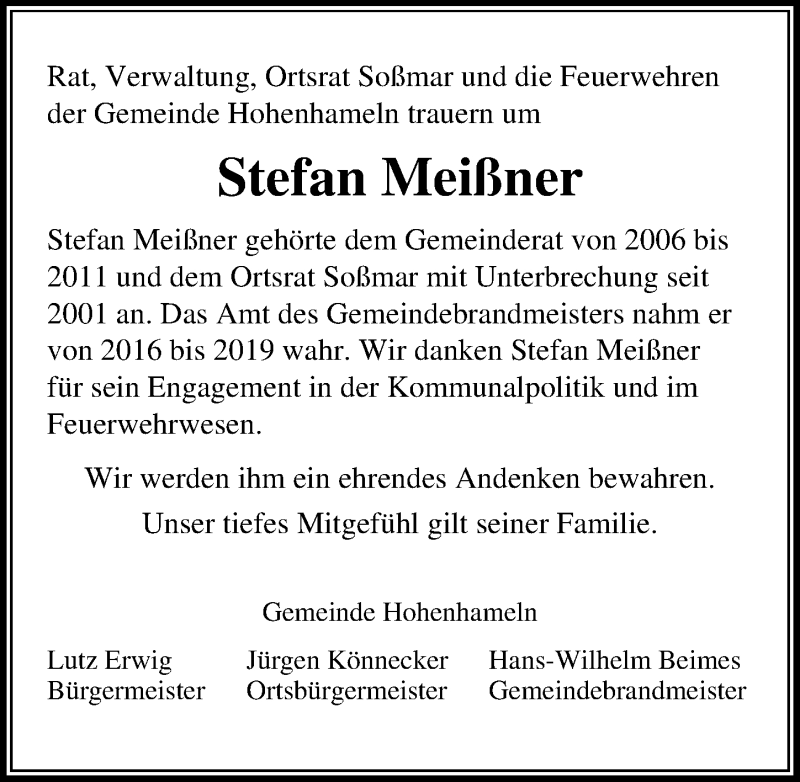  Traueranzeige für Stefan Meißner vom 03.03.2020 aus Peiner Allgemeine Zeitung