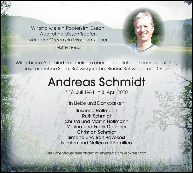  Traueranzeige für Andreas Schmidt vom 15.04.2020 aus Aller Zeitung