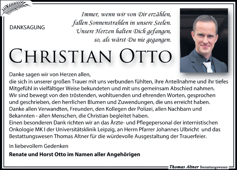  Traueranzeige für Christian Otto vom 11.04.2020 aus Leipziger Volkszeitung