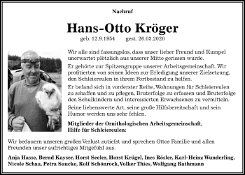 Traueranzeige von Hans-Otto Kröger von Aller Zeitung