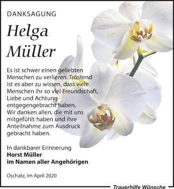 Traueranzeige von Helga Müller von Leipziger Volkszeitung