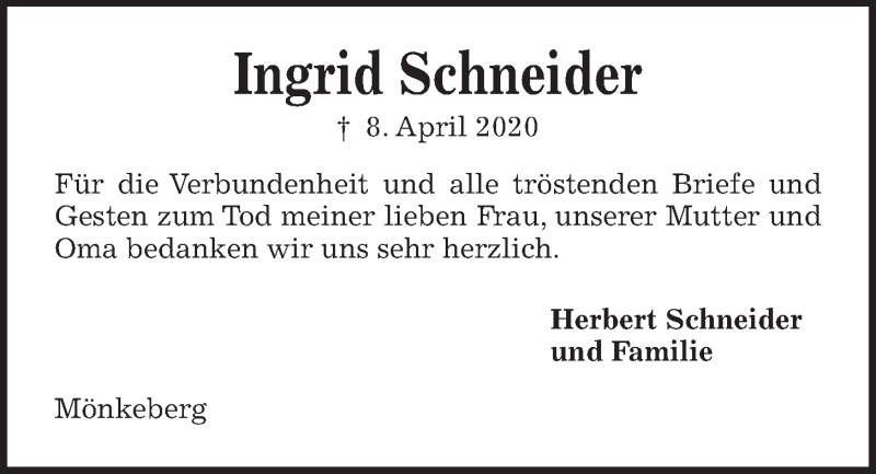 Traueranzeigen Von Ingrid Schneider Trauer Anzeigen De