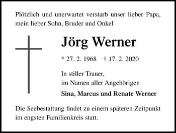 Traueranzeige von Jörg Werner von Lübecker Nachrichten