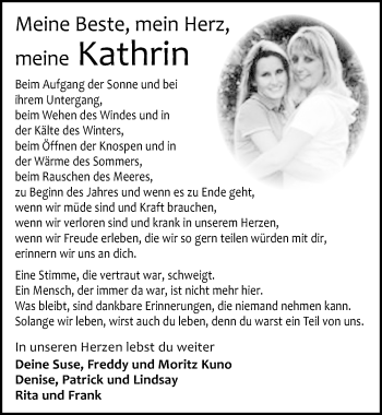 Traueranzeige von Kathrin  von Leipziger Volkszeitung