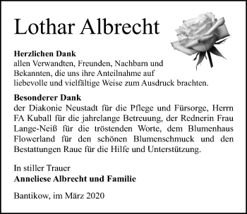 Traueranzeige von Lothar Albrecht