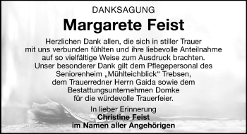 Traueranzeige von Margarete Feist von Leipziger Volkszeitung