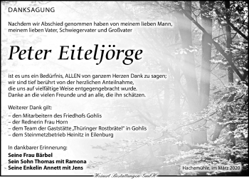 Traueranzeige von Peter Eiteljörge von Torgauer Zeitung