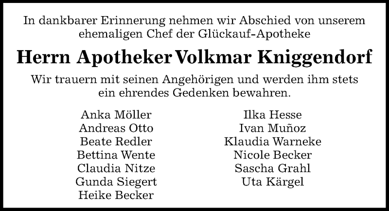  Traueranzeige für Volkmar Kniggendorf vom 04.04.2020 aus Hannoversche Allgemeine Zeitung/Neue Presse