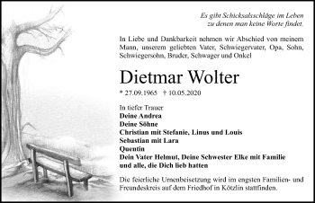 Traueranzeige von Dietmar Wolter