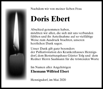 Traueranzeige von Doris Ebert von Märkischen Allgemeine Zeitung