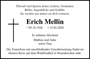 Traueranzeige von Erich Mellin von Ostsee-Zeitung GmbH
