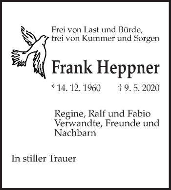 Traueranzeige von Frank Heppner von Hannoversche Allgemeine Zeitung/Neue Presse