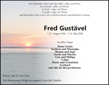 Traueranzeige von Fred Gustävel von Ostsee-Zeitung GmbH