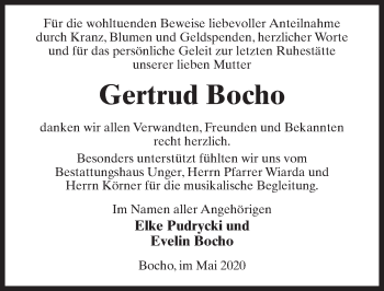 Traueranzeige von Gertrud Bocho von Märkischen Allgemeine Zeitung