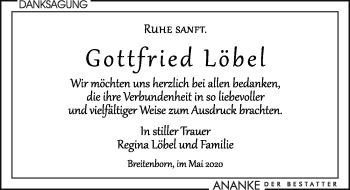 Traueranzeige von Gottfried Löbel von Leipziger Volkszeitung