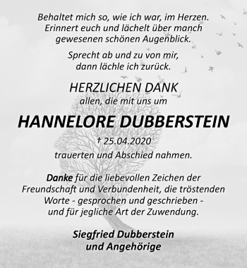 Traueranzeige von Hannelore Dubberstein von Leipziger Volkszeitung