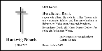 Traueranzeige von Hartwig Noack von Peiner Allgemeine Zeitung