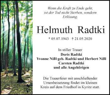 Traueranzeige von Helmuth Radtki