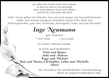 Traueranzeige von Inge Neumann von Märkischen Allgemeine Zeitung