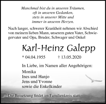 Traueranzeige von Karl-Heinz Galepp von Ostsee-Zeitung GmbH
