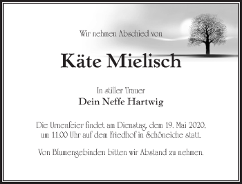 Traueranzeige von Käte Mielisc von Märkischen Allgemeine Zeitung