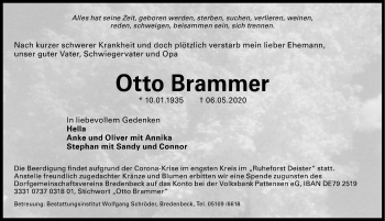 Traueranzeige von Otto Brammer von Hannoversche Allgemeine Zeitung/Neue Presse